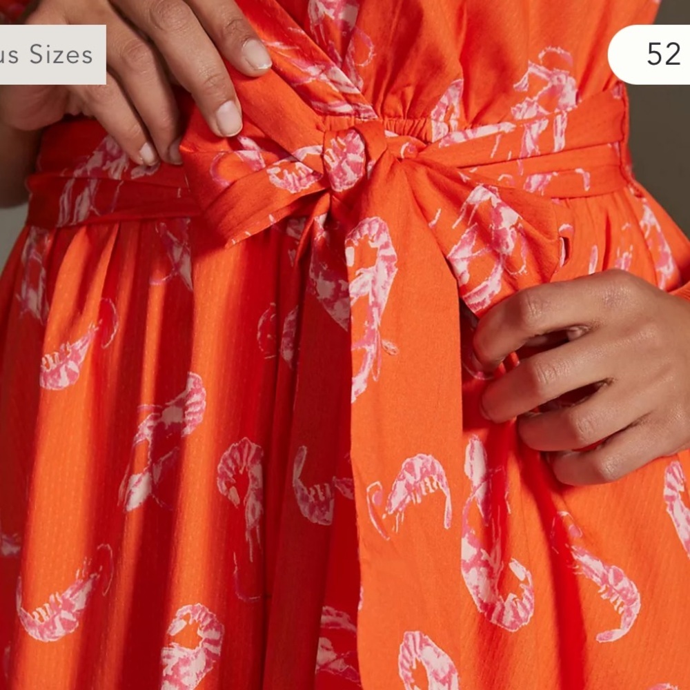 Anthropologie Maeve Mainely Lobster Wrap Dress red 23685 - Picture 3 of 11